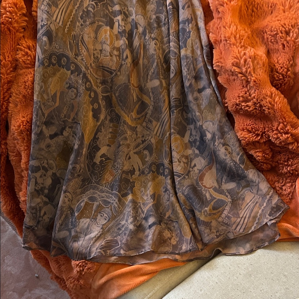 Chic Brown Patterned A-Line Skirt - image 5